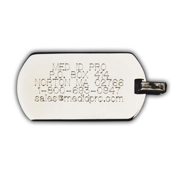 Medical ID Necklace Engraved